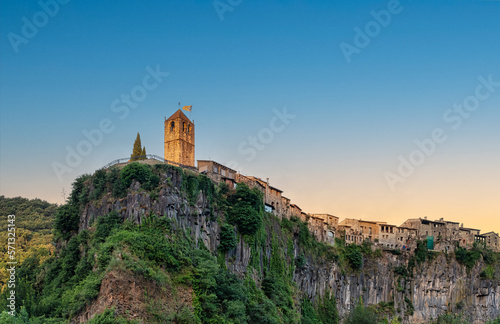 Castellfollit de la Roca - Medieval vilage on the top of a cliff in Girona province, Catalonia, Spain - Rural travel concept photo