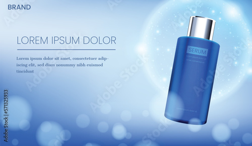 Skin care product with blue glowing light background
