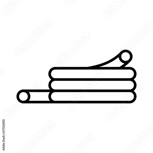 Hose icon. Black contour linear silhouette. Front side view. Editable strokes. Vector simple flat graphic illustration. Isolated object on a white background. Isolate.