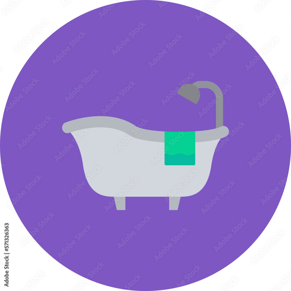 Bathtub Multicolor Circle Flat Icon Bathtub Multicolor Circle Flat Icon