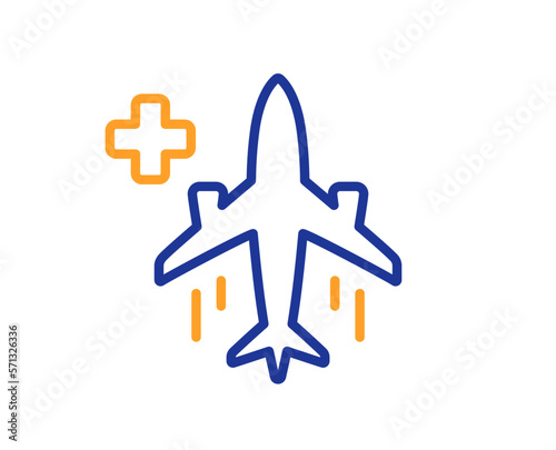 Medical flight line icon. Medicine transport sign. Emergency service symbol. Colorful thin line outline concept. Linear style medical flight icon. Editable stroke. Vector photo