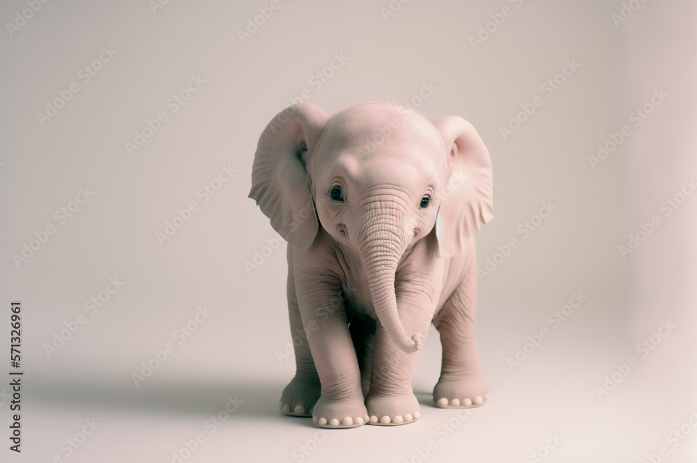 Very Cute baby elephant sitting and smiling. ai generative.