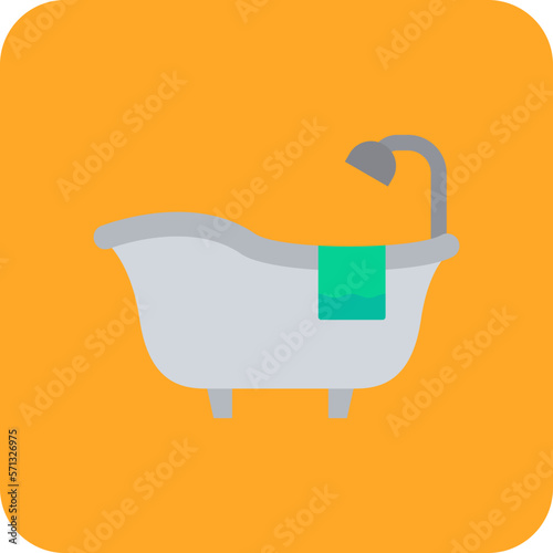Bathtub Multicolor Round Corner Flat Icon