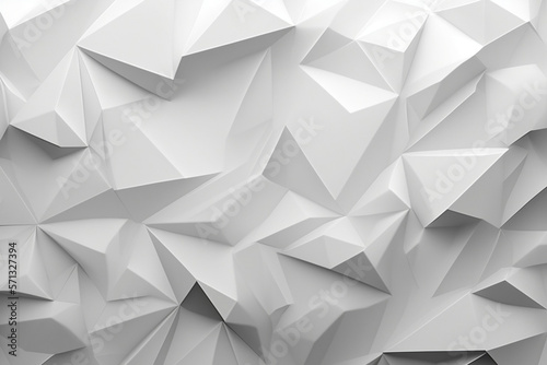 Clean White Low Poly Random Triangle Background Generative AI