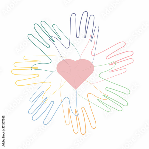 National month of volunteering April  icon  volunteer icon hand with heart. Concept of volunteering