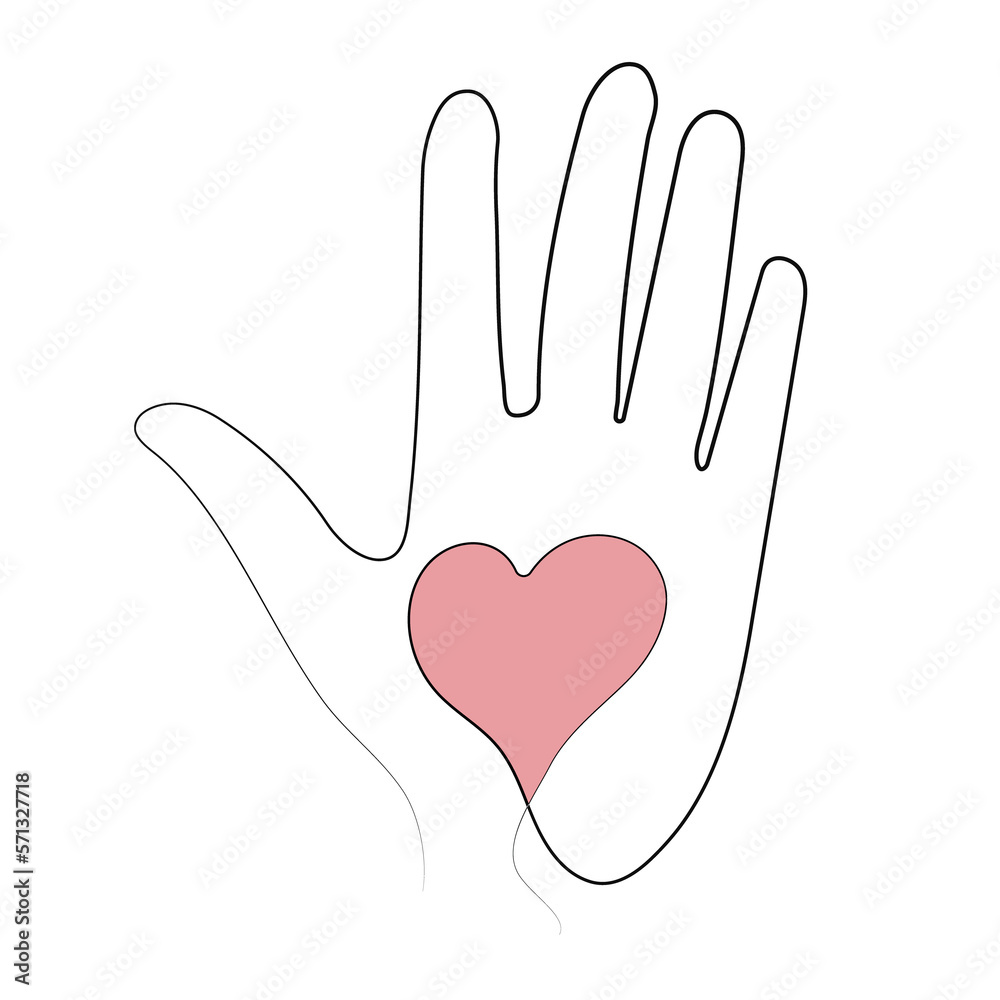 Obraz premium National month of volunteering April, icon, volunteer icon hand with heart. Concept of volunteering