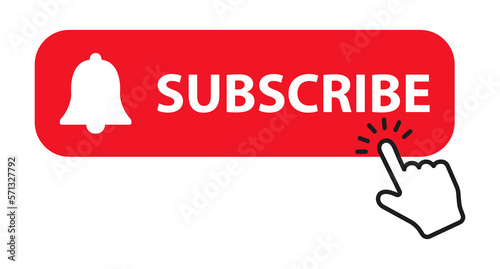 Red button subscribe of channel. Vector illustration