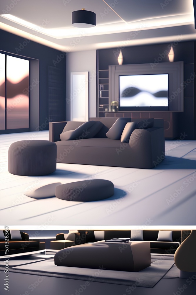 3D Rendering of a modern lounge - generative ai