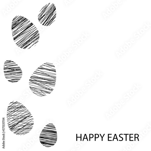 Easter card. Easter eggs with different lines isolated on white background.Holiday decoration for easter holiday. Easter card, banner, wallpaper. Vector illustration