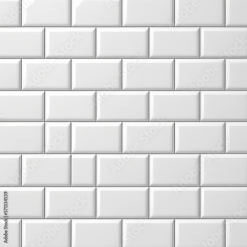 Subway tile seamless pattern. White kitchen, bathroom ceramic tile pattern, metro tunnel wall or floor texture, background or wallpaper with glossy faience or enameled bricks photo