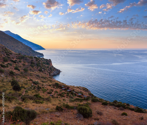 Evening Zingaro sea coast, Sicily, Italy