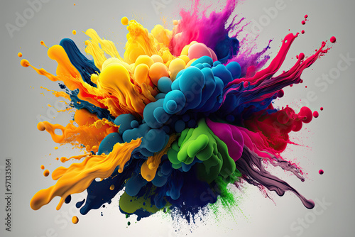 Splash of colored paints on white background. Illustrations AI generator