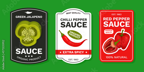 Organic Pepper Label Design with Savory Vegetable and Condiment Vector Template