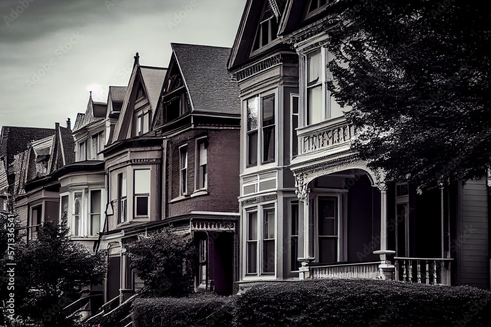Victorian Charm: Street View of Enchanting Row Houses