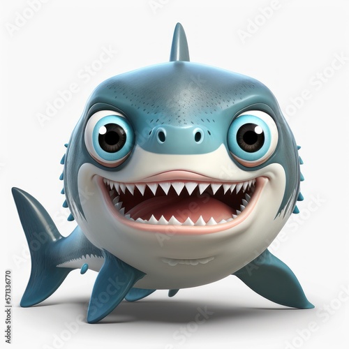 Cute pet shark character 3D  personage tubar  o infantil fofo  GENERATIVE AI