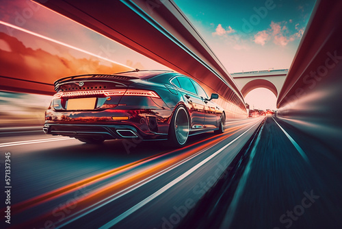 Car is speeding along the highway - AI generative © Giordano Aita