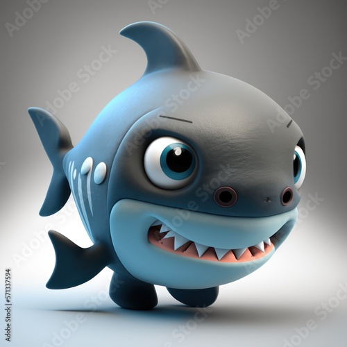 Cute pet shark character 3D  personage tubar  o infantil fofo  GENERATIVE AI