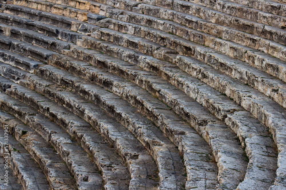 Ancient Roman Amphitheater Stairs - obrazy, fototapety, plakaty 