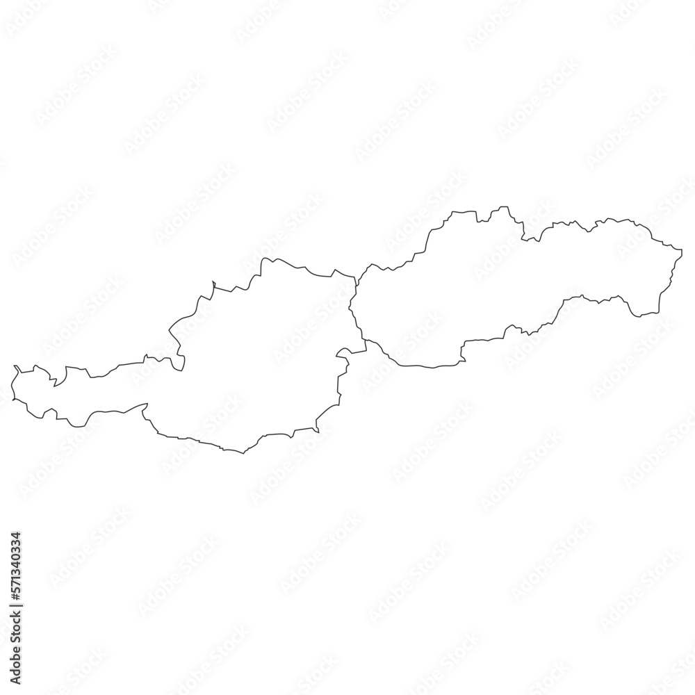 Austria and Slovakia - map country border