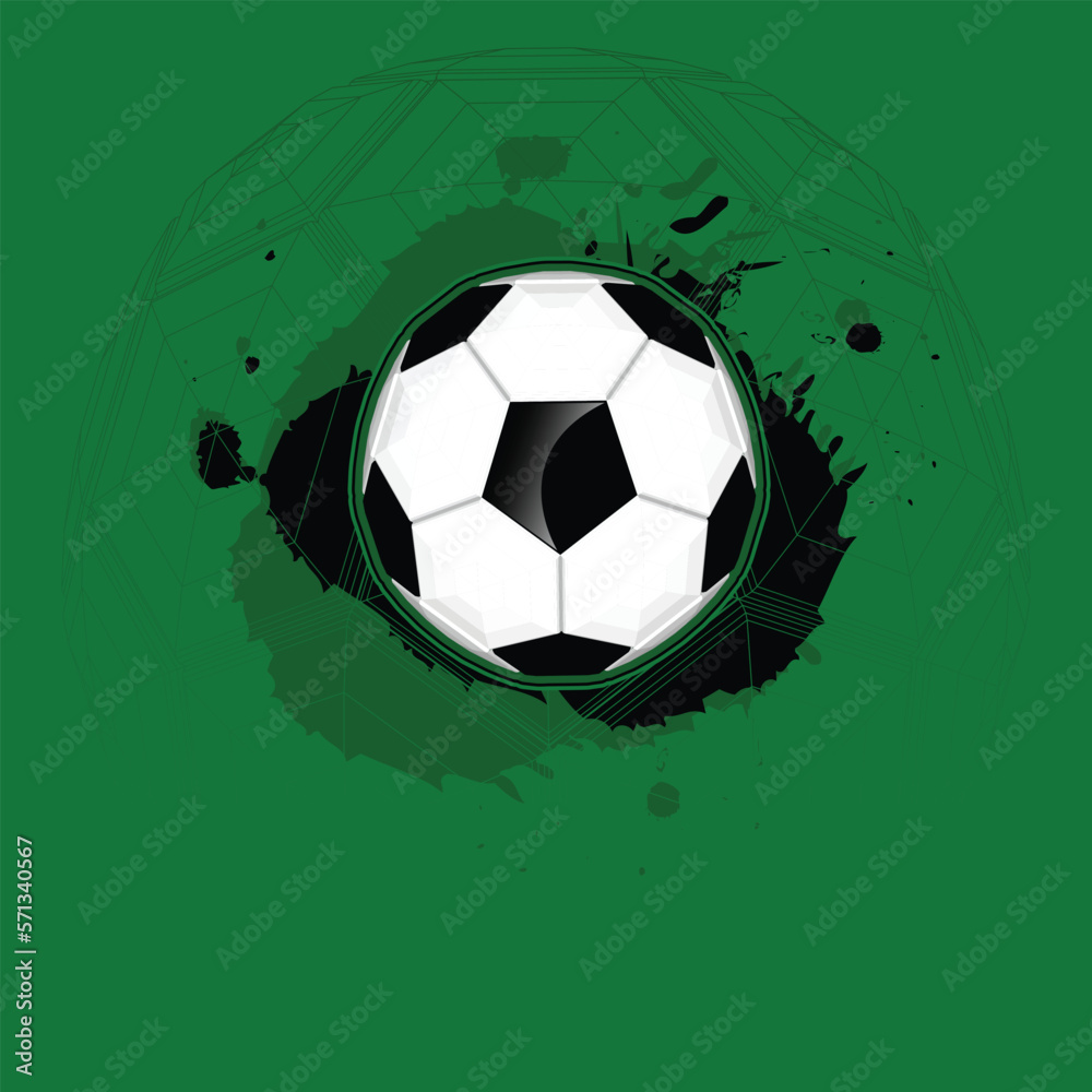 Obraz premium A soccer background illustration with a ball and grunge on green background