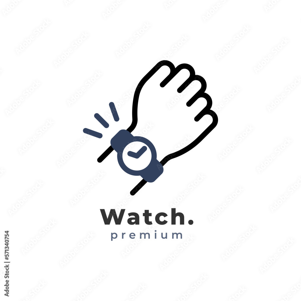 Fototapeta premium Hand watch clock logo line icon design template vector illustration
