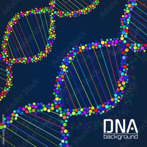 Abstract spiral of DNA, colorful molecule structure, science concept