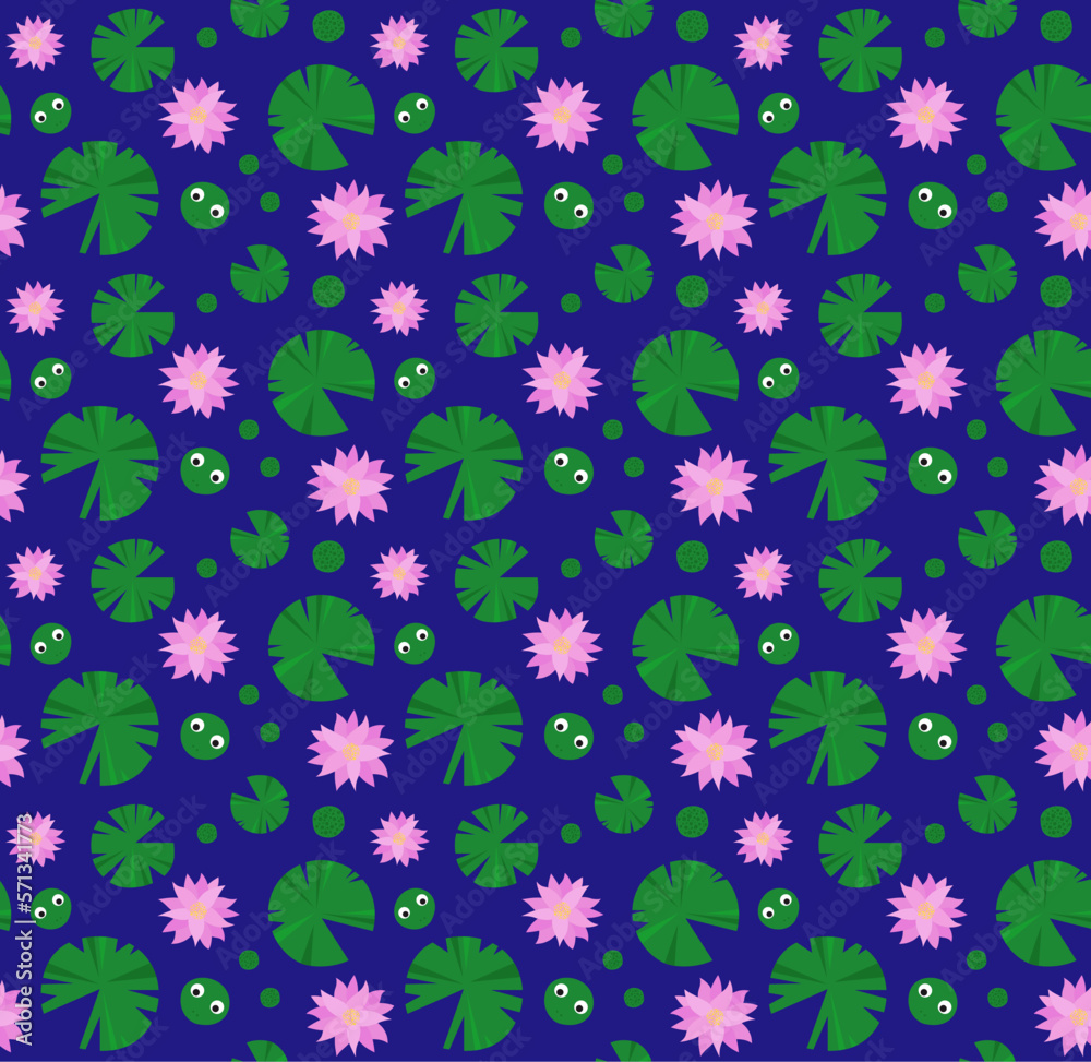 Seamless pattern of the lotus flowers and leaves floating on the water Seamless pattern of the lotus flowers and leaves floating on the water