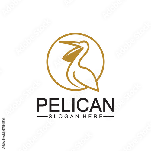 Pelican bird logo design  line art pelican bird logo vector illustration template