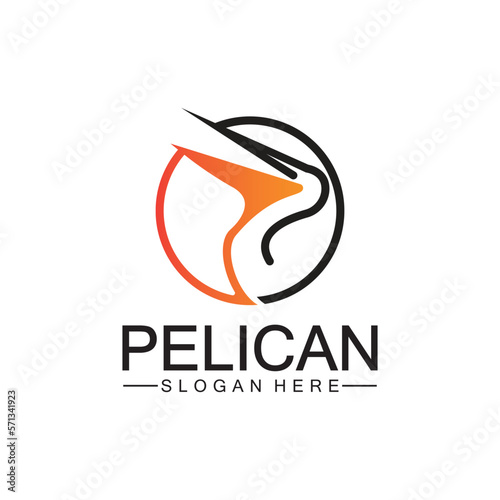 Pelican bird logo design  line art pelican bird logo vector illustration template