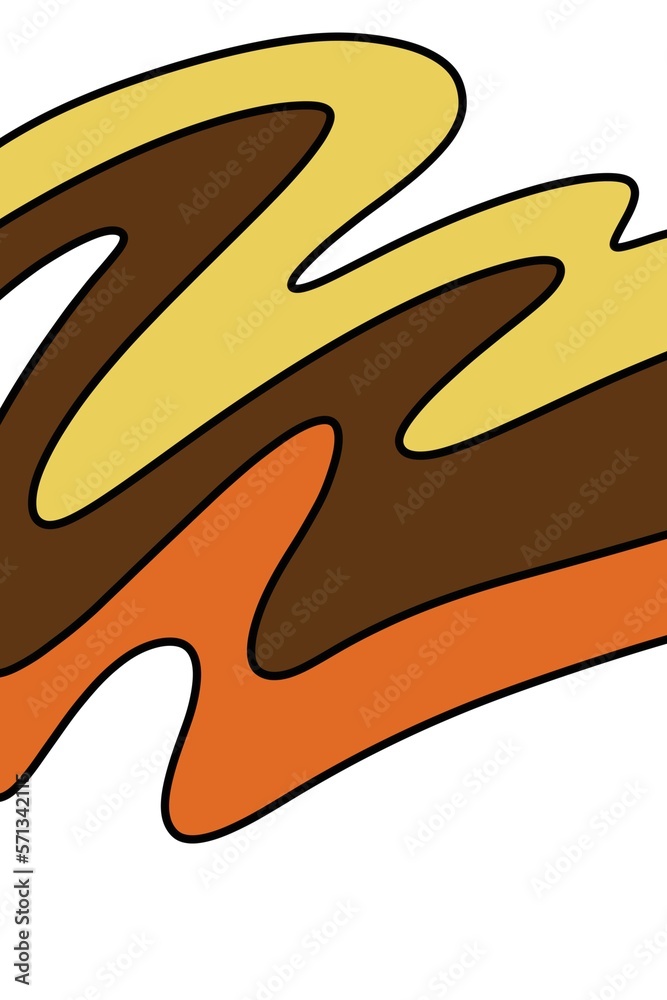 Cream caramel chocolate waves on white background illustration Cream caramel chocolate waves on white background illustration