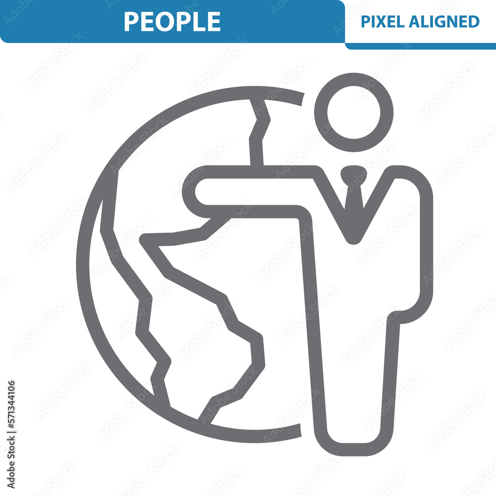 People Icon. Globe, Man, Travel Agent People Icon. Globe, Man, Travel Agent