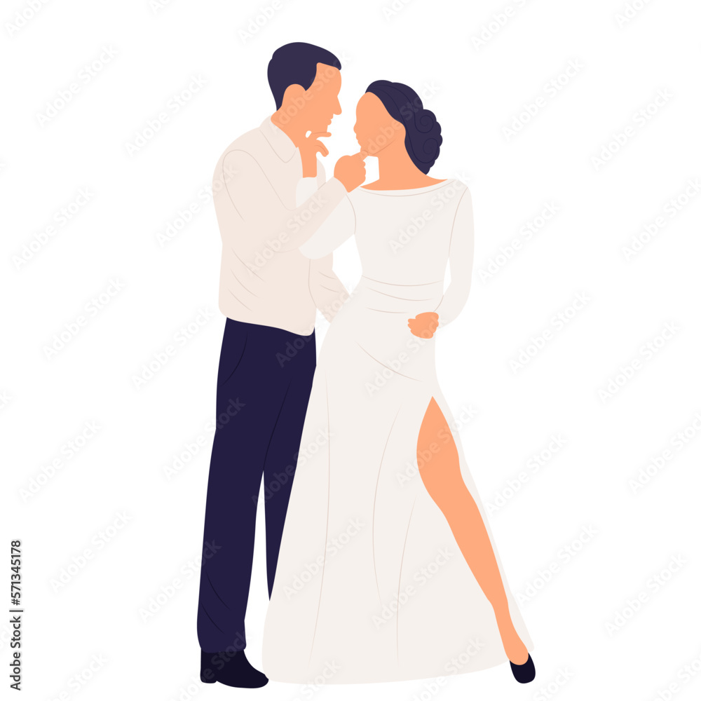 bride and groom on white background vector