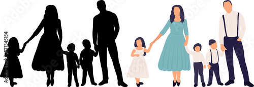 family silhouette on white background vector