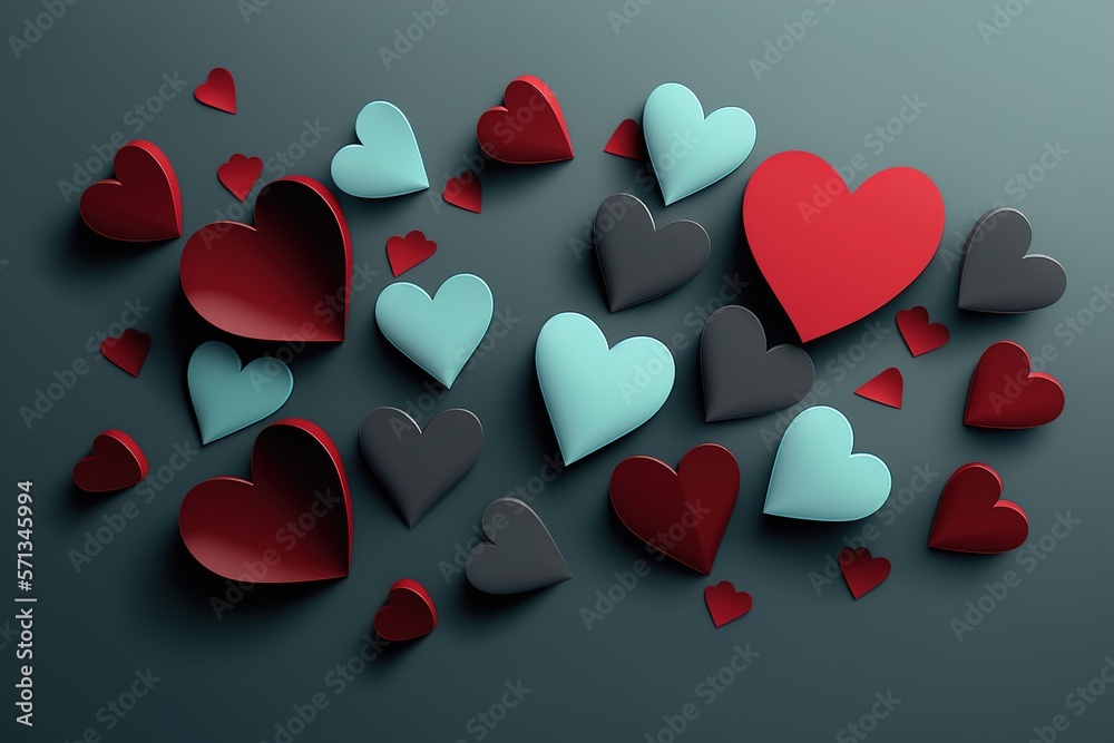 Heart Background, hearts of different shapes and colors for a greeting card or wallpaper Heart Background, hearts of different shapes and colors for a greeting card or wallpaper