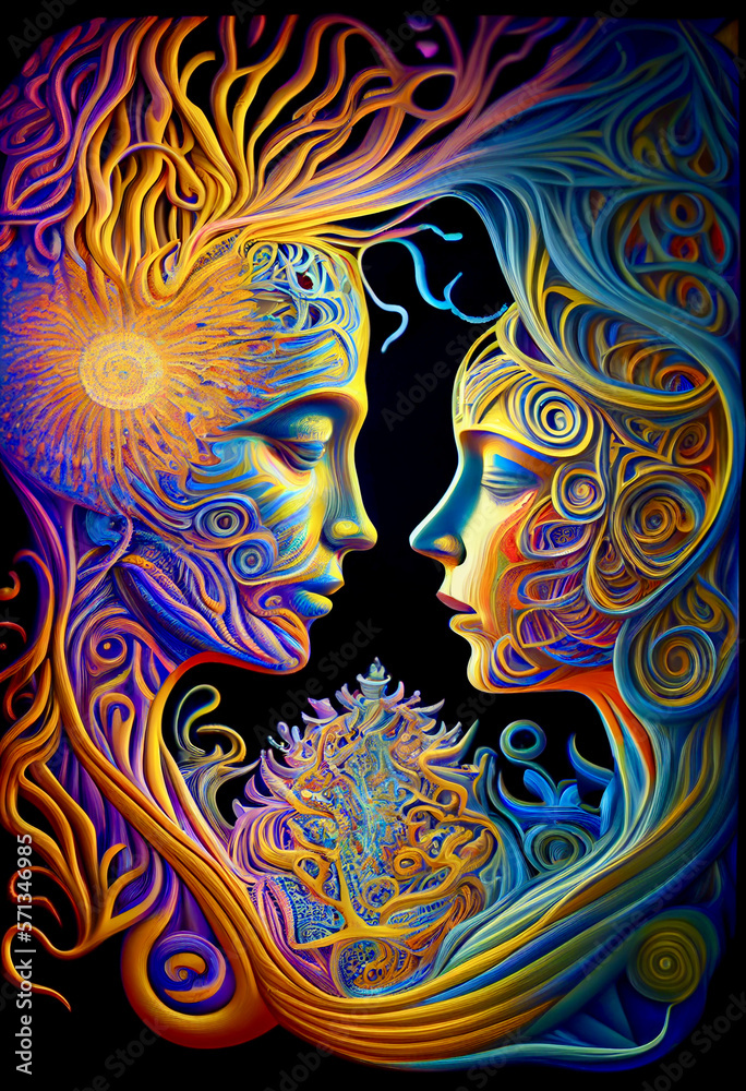 Generative AI surreal render of a love themed illustration Generative AI surreal render of a love themed illustration