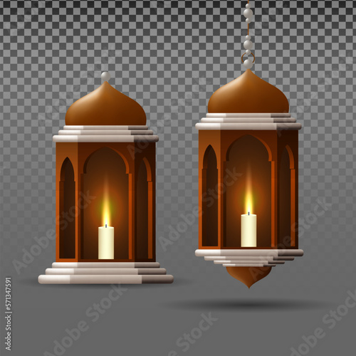 Ramadan lantern vector. Element design for Islamic holidays. gold and silver realistic 3d lamp illustration.