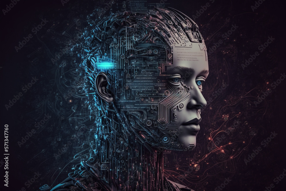Ai robot or android machine digital technology concept idea. Neural network artificial intelligence. Ai generated Ai robot or android machine digital technology concept idea. Neural network artificial intelligence. Ai generated