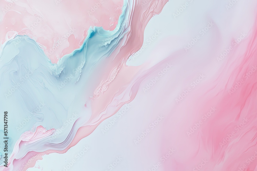 pastel blue background with abstract pastel pink paint. With copy space, fluid composition. little luxury in nature. Generative AI
