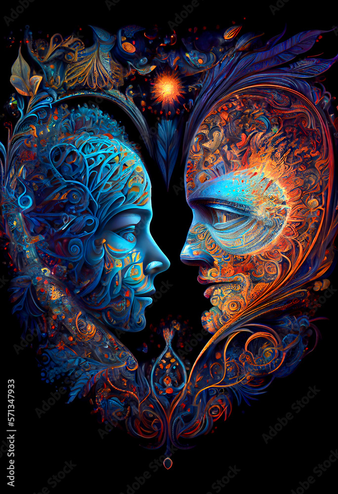Generative AI surreal render of a love themed illustration Generative AI surreal render of a love themed illustration