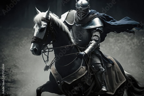 knight riding a horse in movie scene action sequence made by generative ai
