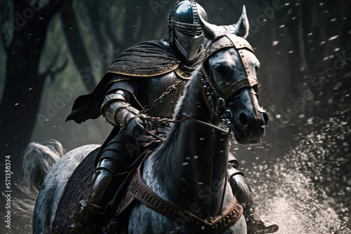 knight riding a horse in movie scene action sequence made by generative ai