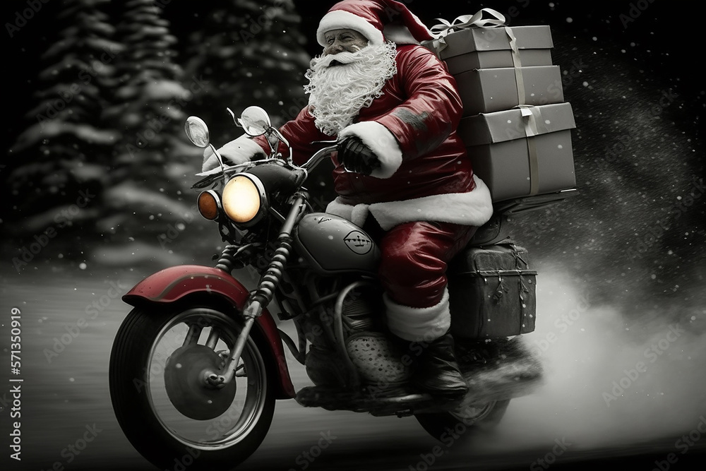 Fototapeta premium papai noel moderno motorizado 