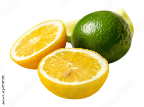 png sliced lemon and lime. without a shadow.
