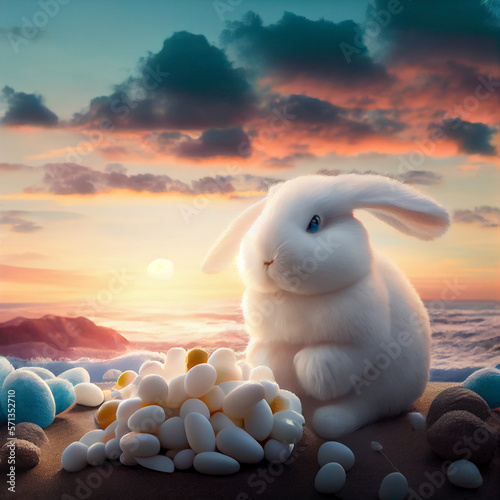 extremelly cute easter bunny chocolate eggs easter decorations in paradise heaven photo