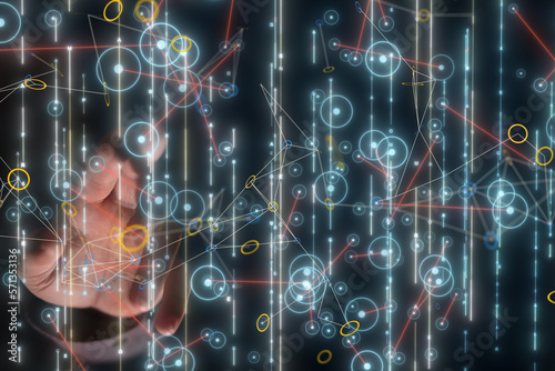 Neural network 3D illustration. Big data and cybersecurity - connection