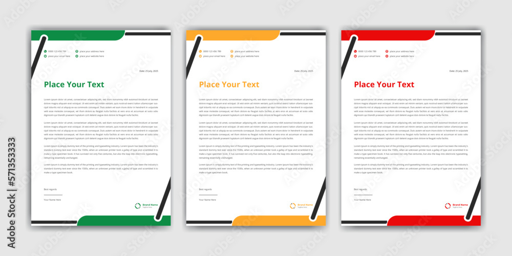 Professional and modern business letterhead template design, corporate letterhead design set Professional and modern business letterhead template design, corporate letterhead design set