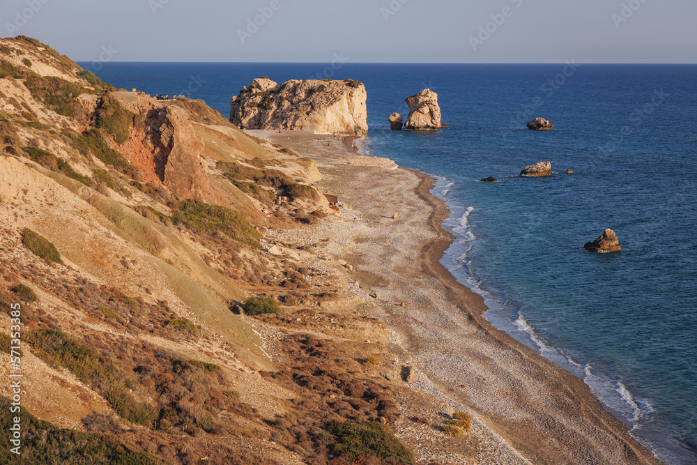 Petra tou Romiou - Rock of the Roman also known as Aphrodite Rock near Paphos city in Cyprus island country