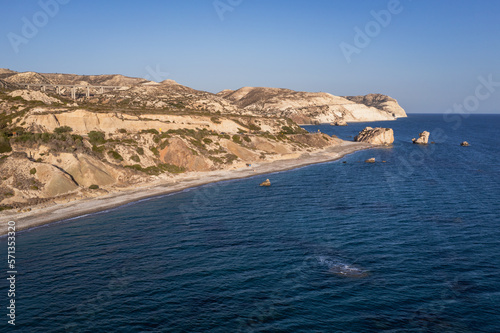 Petra tou Romiou - Rock of the Roman also known as Aphrodite Rock near Paphos city in Cyprus island country © Fotokon