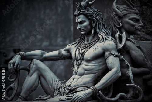 Hindu god Shiva lord representation. Hinduism religion concept. Ai generated © dragomirescu