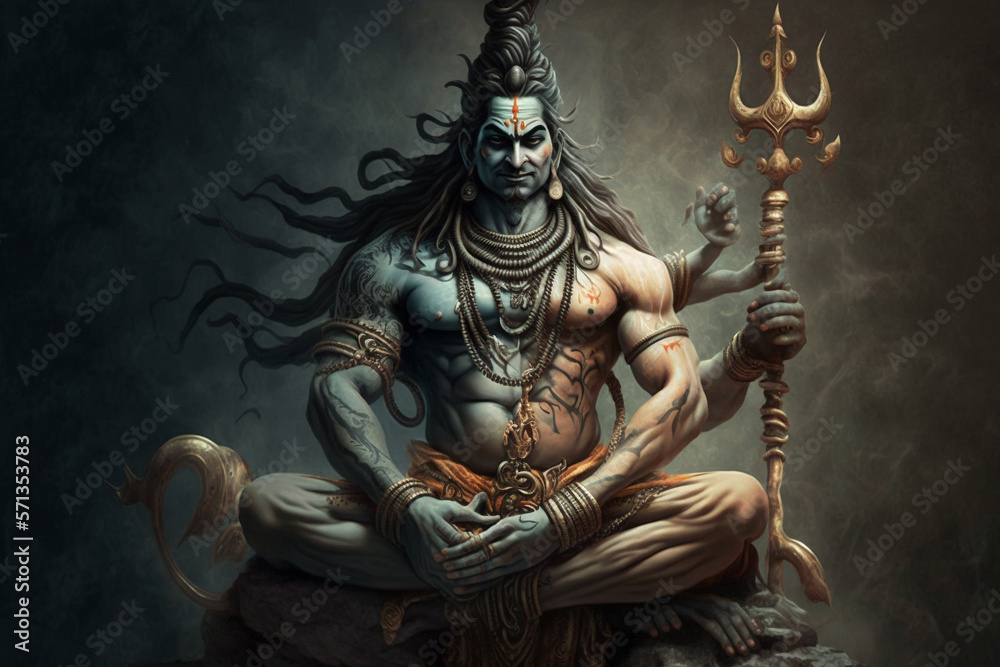 Hindu God Shiva Lord Representation Hinduism Religion Concept Ai